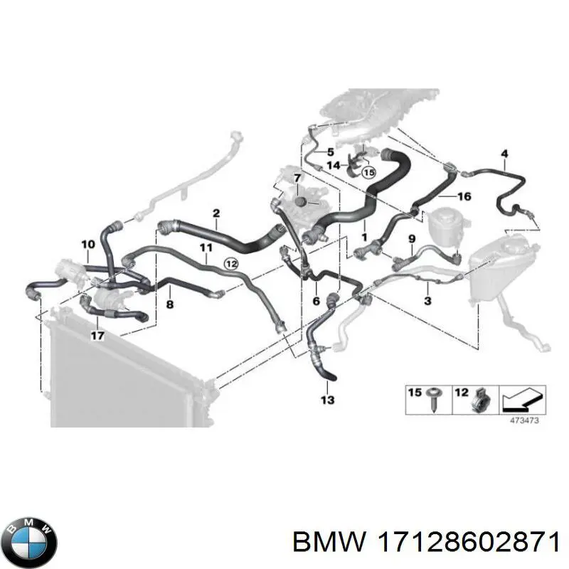 Przewód (króciec) chłodnicy górny BMW 17128602871 cena, od 101,56 USD