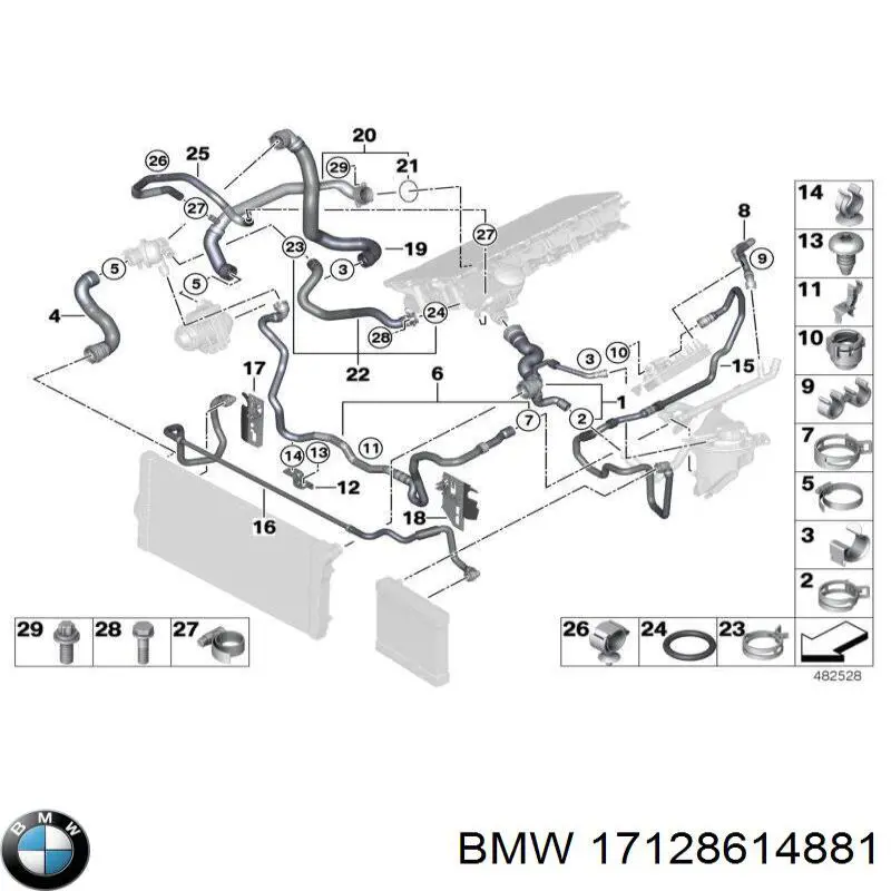 17128614881 BMW przewód (króciec układu chłodzenia)