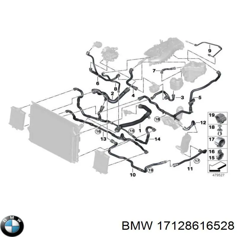 Przewód (króciec) chłodnicy górny BMW 17128616528 cena, od 74,46 USD