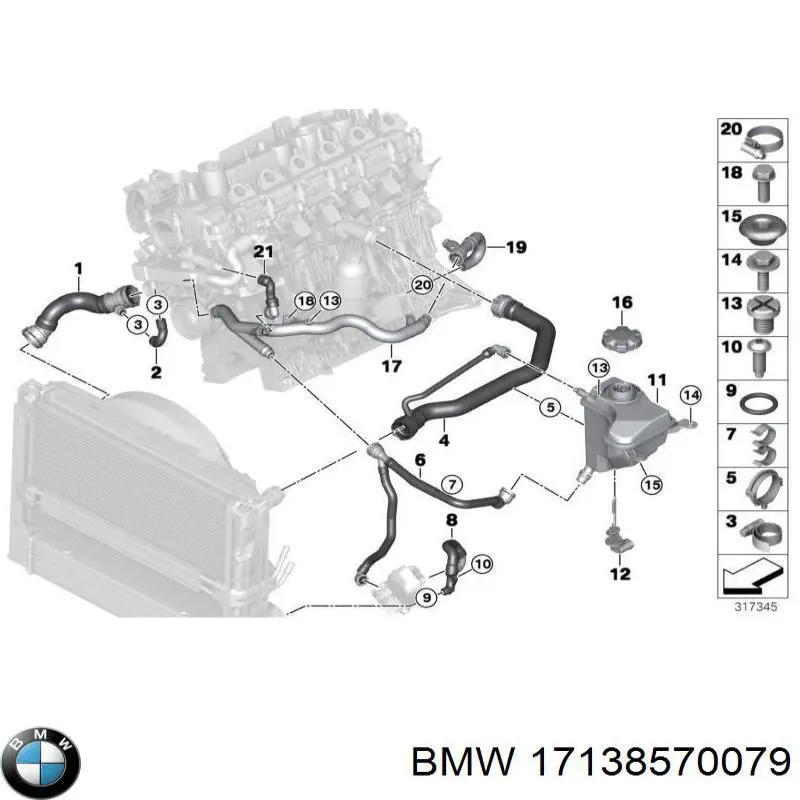 Do koszyka 17138570079 BMW Zbiorniczek wyrównawczy układu chłodzenia