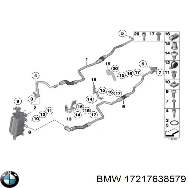 17217638579 BMW chłodnica automatycznej/mechanicznej skrzyni biegów