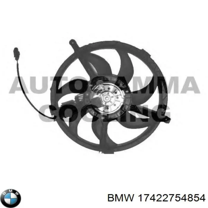 Do koszyka 17422754854 BMW Dyfuzor chłodnicy, w komplecie z silnikiem i wirnikiem