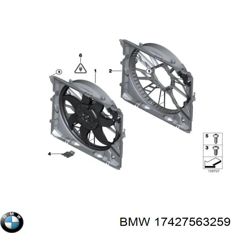 Dyfuzor chłodnicy, w komplecie z silnikiem i wirnikiem BMW 17427563259 cena, od 223,04 USD