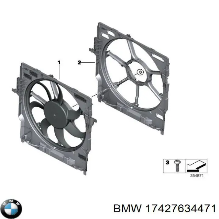 Wentylator elektryczny układu chłodzenia kompletny (silnik+wirnik) BMW 17427634471 cena, od 247,28 USD