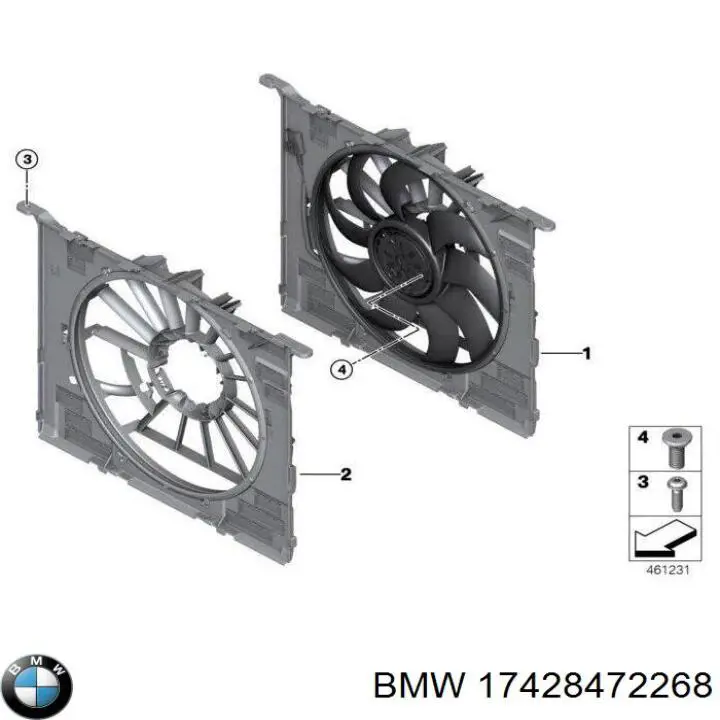 Dyfuzor chłodnicy, w komplecie z silnikiem i wirnikiem BMW 17428472268 cena, od 580,58 USD