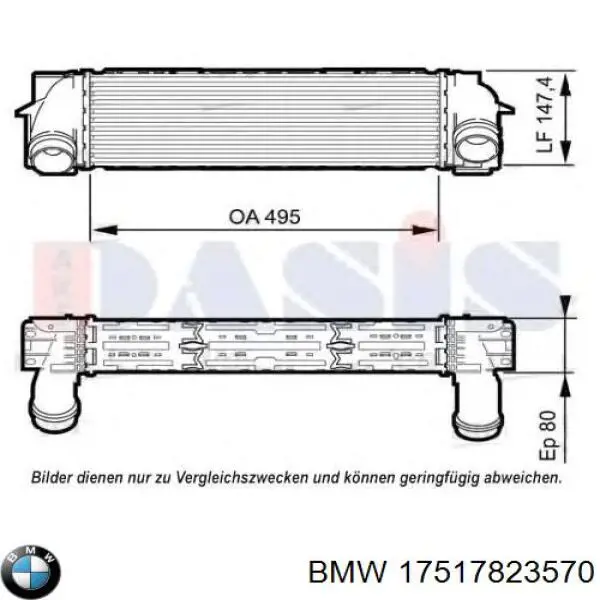 Chłodnica intercoolera BMW 17517823570 cena, od 214,50 USD