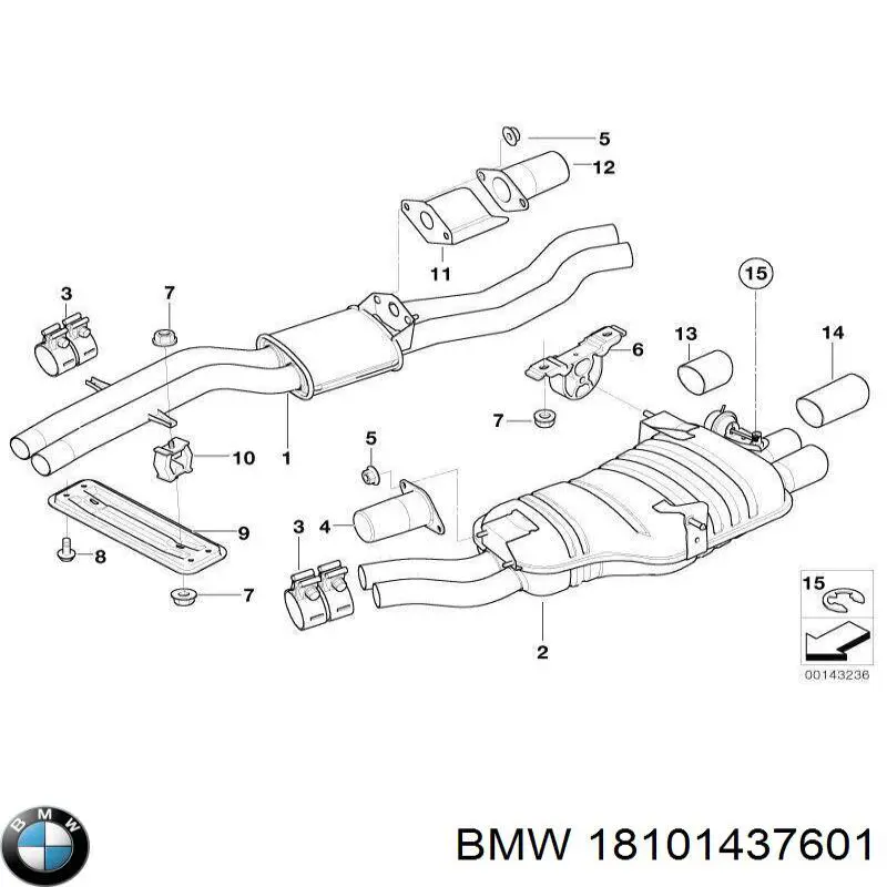 Do koszyka 18101437601 BMW Tłumik, tylna część
