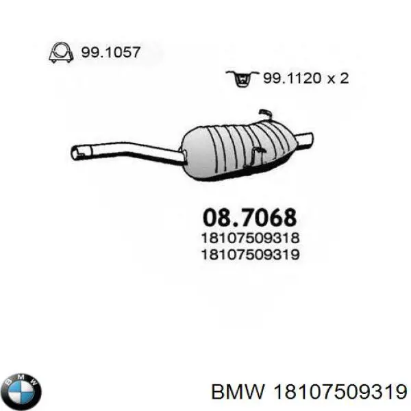 Tłumik, tylna część BMW 18107509319 cena, od 135,35 USD