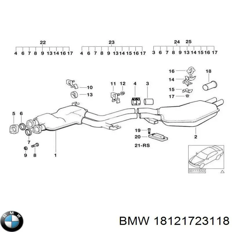 18121723118 BMW tłumik, środkowa część