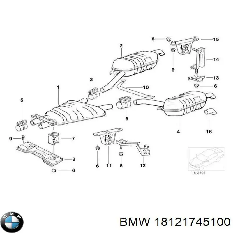 Tłumik, tylna część do BMW 7 (E38)