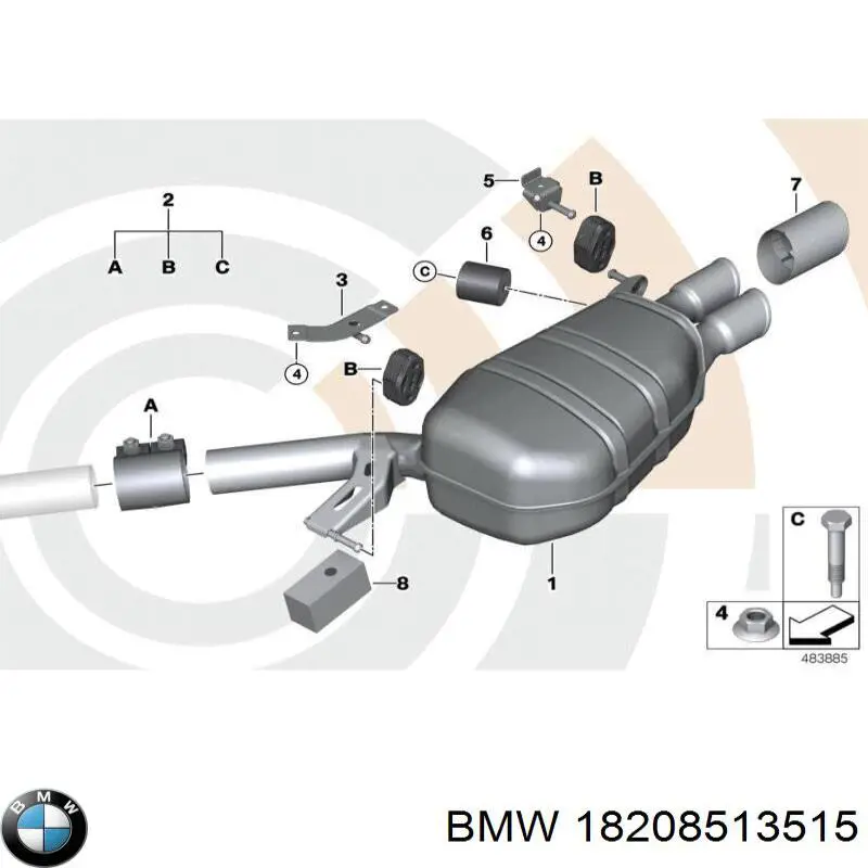 Poduszka mocowania tłumika BMW 18308513515 cena, od 4,45 USD
