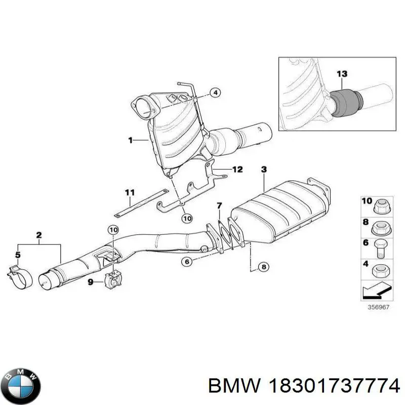Do koszyka 18301737774 BMW Nakrętka kolektora wydechowego