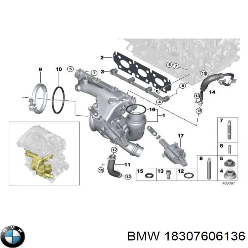Do koszyka 18307606136 BMW Obejma zaciskowa kolektora wydechowego