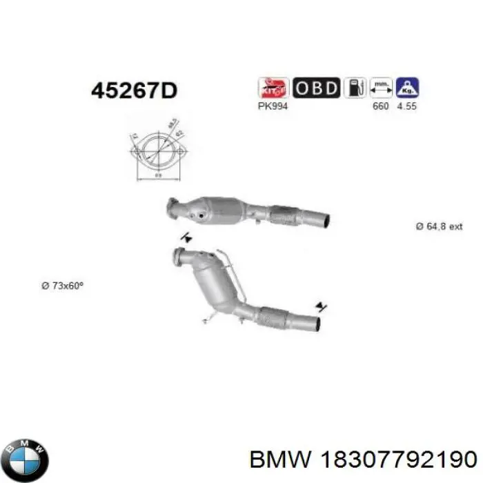 Konwerter-katalizator BMW 5 kombi (E61) (2003 - 2009) cena, od 975,72 USD