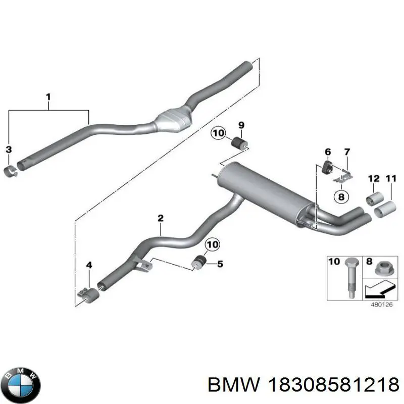 18308581218 BMW Wspornik (uchwyt) tłumika tylny