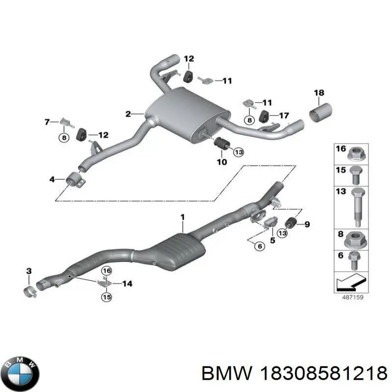 Do koszyka 18308581218 BMW Wspornik (uchwyt) tłumika tylny