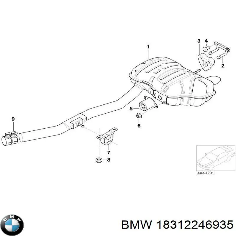 Do koszyka 18312246935 BMW Tłumik, tylna część