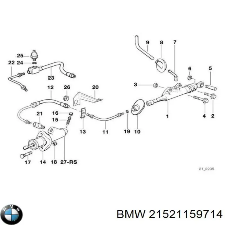 Do koszyka 21521159714 BMW Przewód sprzęgła