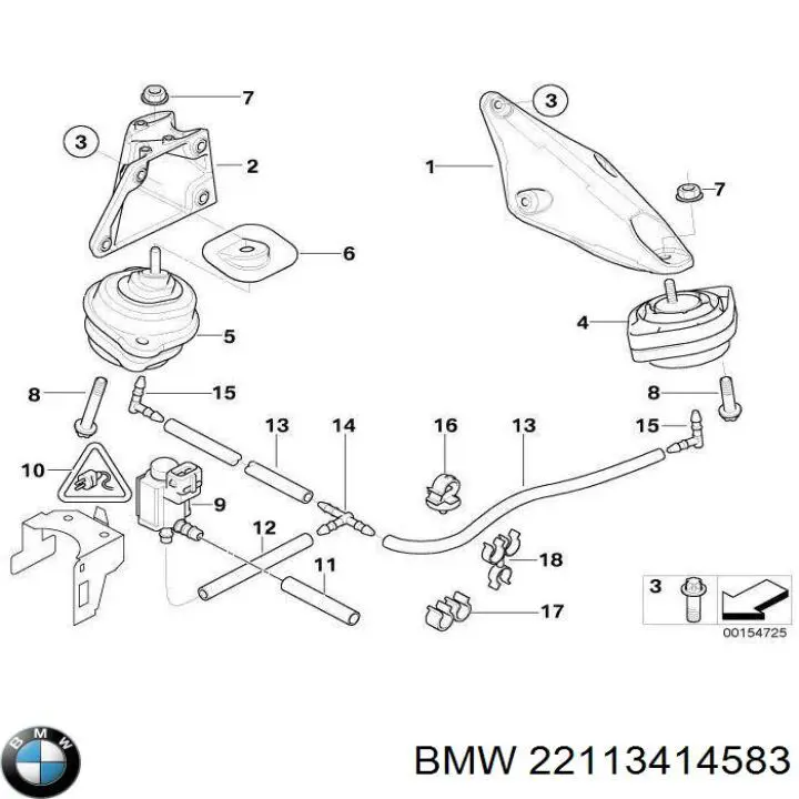 Do koszyka 22113414583 BMW Poduszka (podpora) silnika lewa