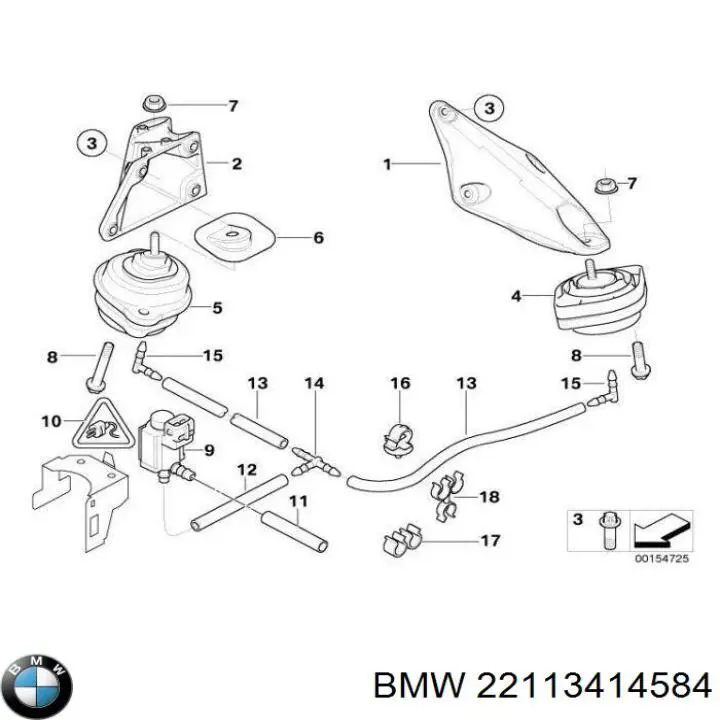 Poduszka (podpora) silnika prawa BMW 22113414584 cena, od 76,18 USD