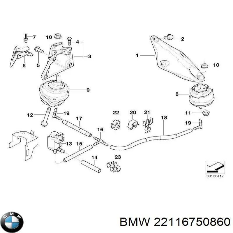 Poduszka (podpora) silnika prawa BMW 22116750860 cena, od 31,74 USD