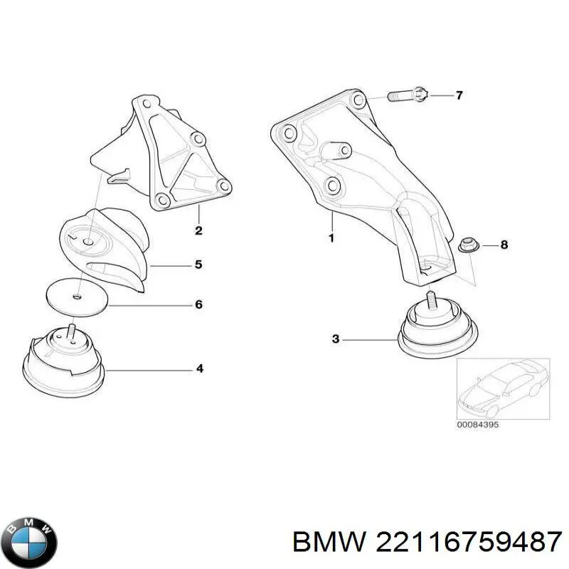 Wspornik lewej poduszki (podpory) silnika do BMW 3 (E46)