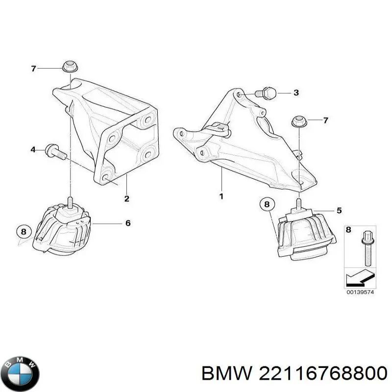 Poduszka (podpora) silnika prawa BMW 22116768800 cena, od 75,04 USD