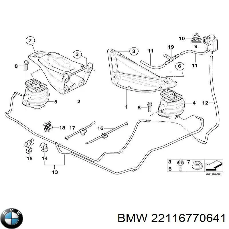 Poduszka (podpora) silnika lewa BMW 22116770641 cena, od 216,09 USD