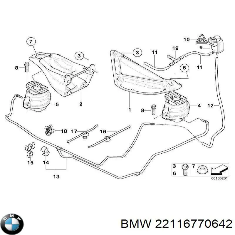 Poduszka (podpora) silnika prawa BMW 22116770642 cena, od 220,44 USD