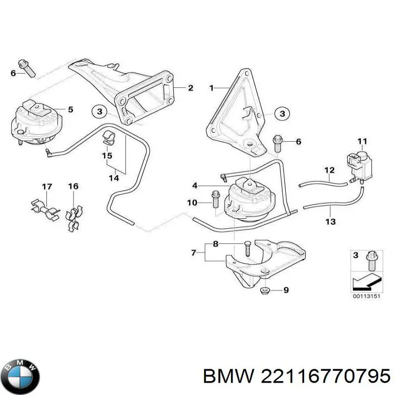 22116770795 BMW Poduszka (podpora) silnika lewa