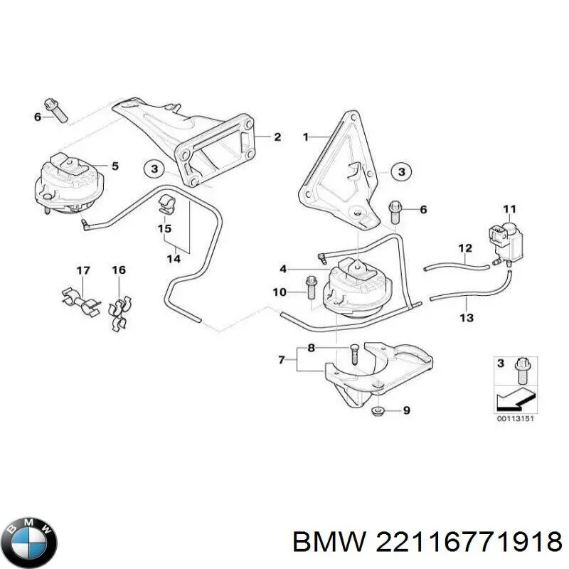 Poduszka (podpora) silnika prawa BMW 22116771918 cena, od 43,83 USD
