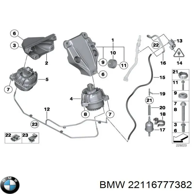 Poduszka (podpora) silnika prawa BMW 22116777382 cena, od 86,15 USD