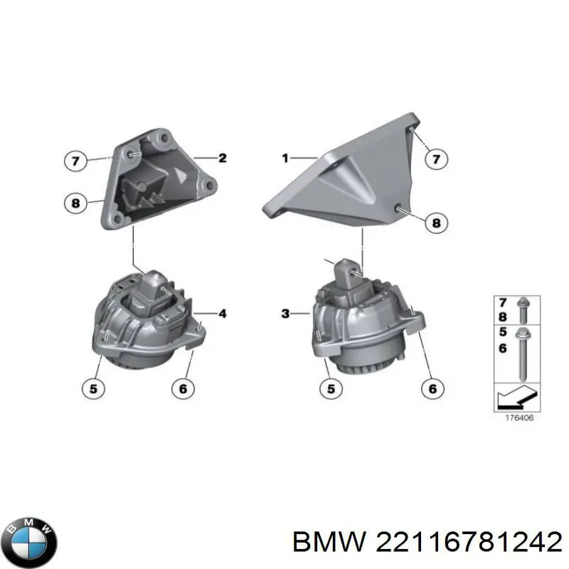 22116781242 BMW Wspornik prawej poduszki (podpory) silnika