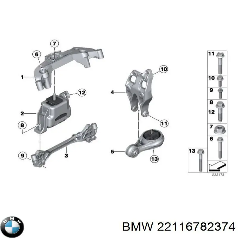 Poduszka (podpora) silnika prawa BMW 22116782374 cena, od 93,56 USD