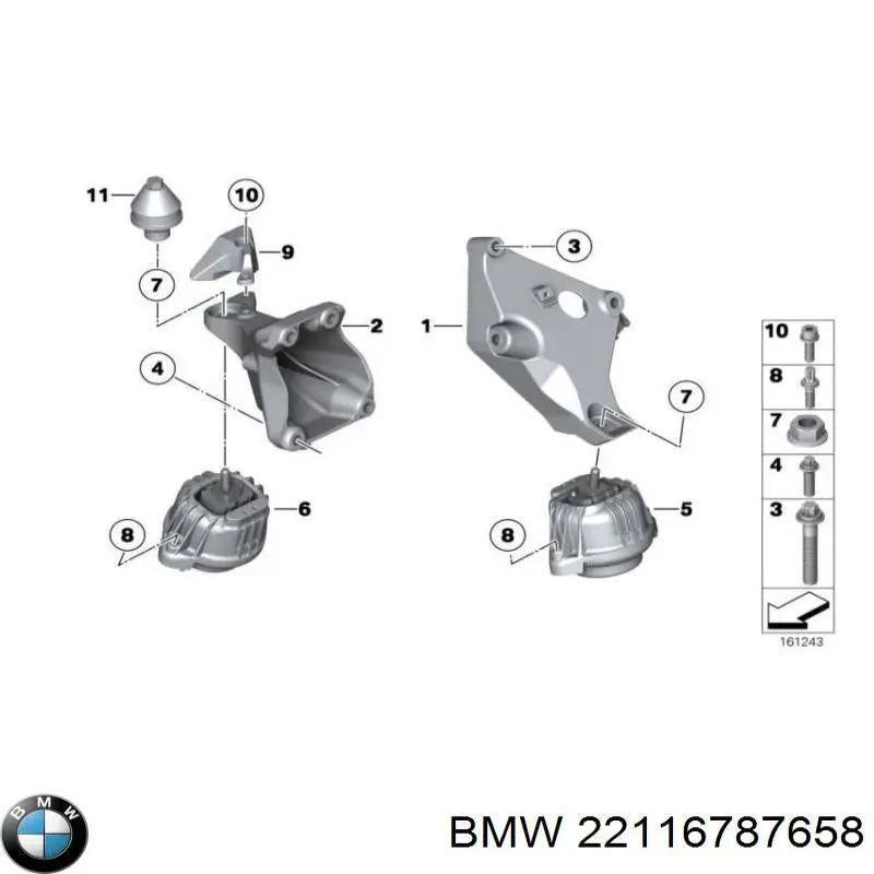 Poduszka (podpora) silnika prawa BMW 22116787658 cena, od 73,11 USD