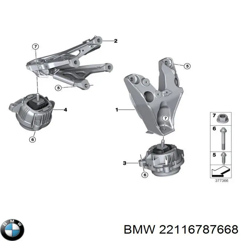 Poduszka (podpora) silnika prawa BMW 22116787668 cena, od 44,48 USD