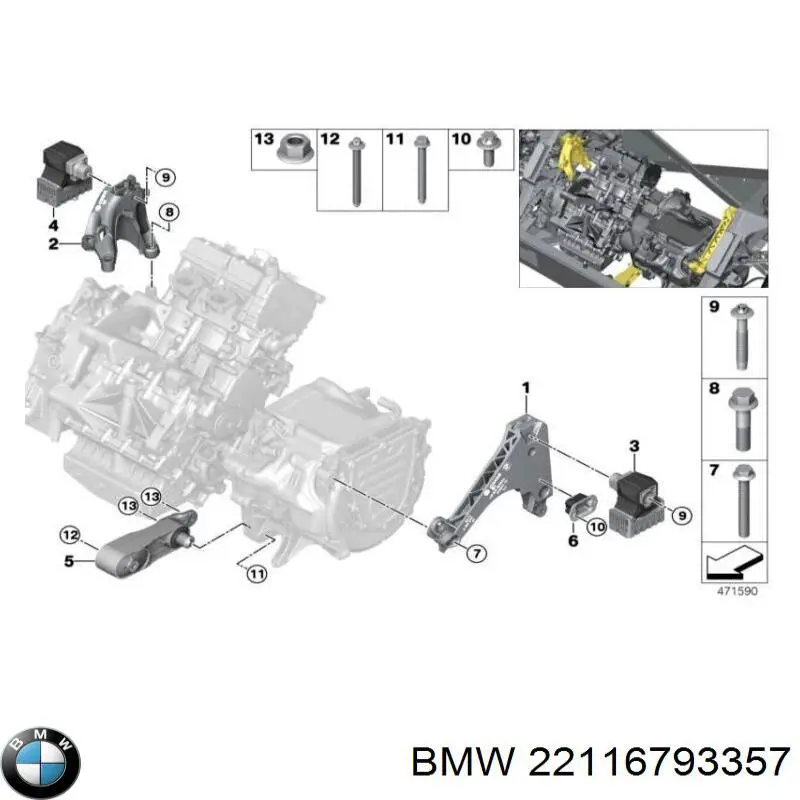 22116793357 BMW Poduszka (podpora) silnika lewa