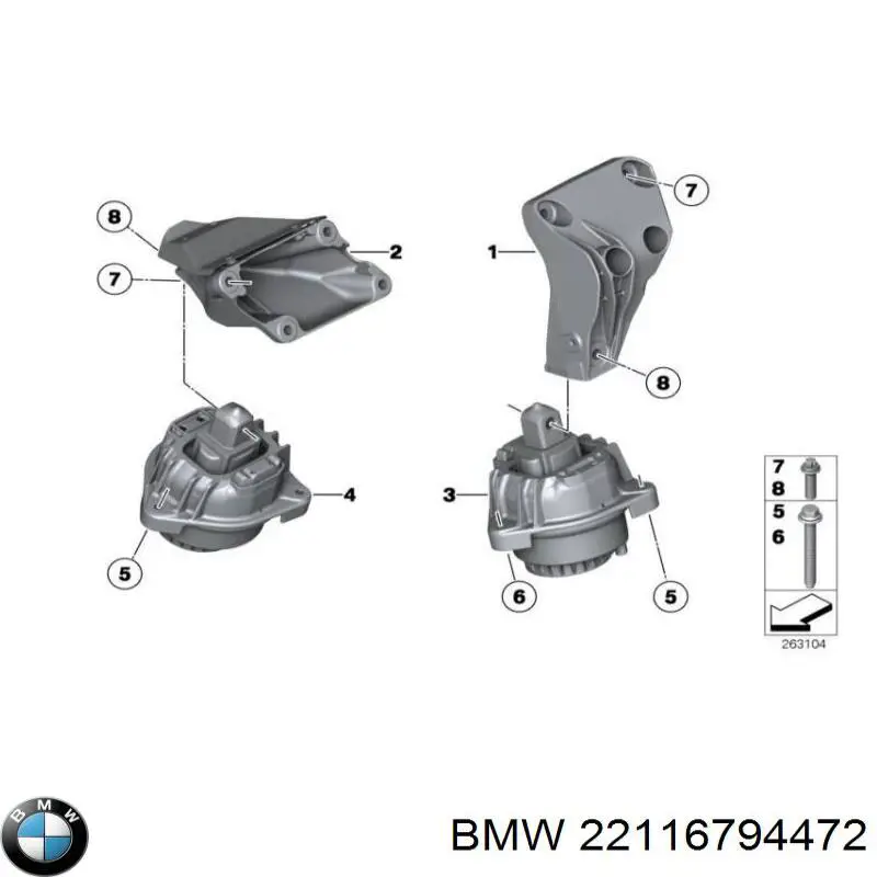 Poduszka (podpora) silnika prawa BMW 22116794472 cena, od 69,52 USD