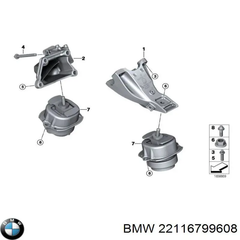 22116799608 BMW Poduszka (podpora) silnika prawa