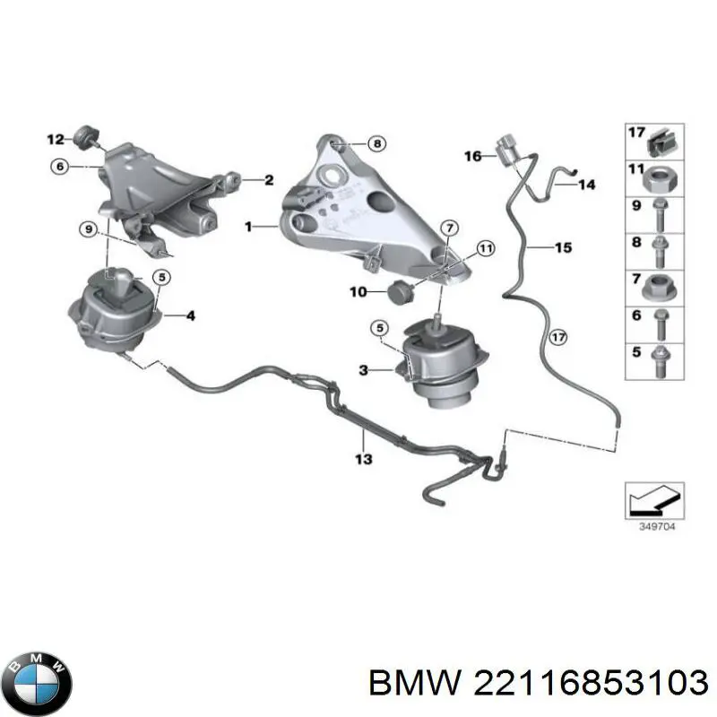 22116853103 BMW Poduszka (podpora) silnika lewa