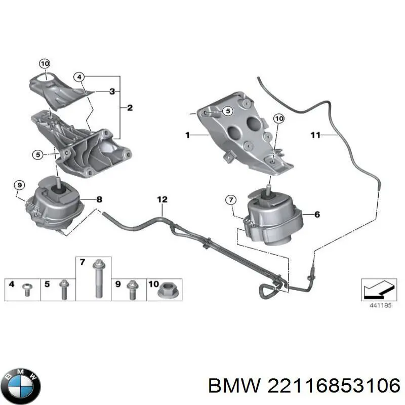 22116853106 BMW Poduszka (podpora) silnika prawa