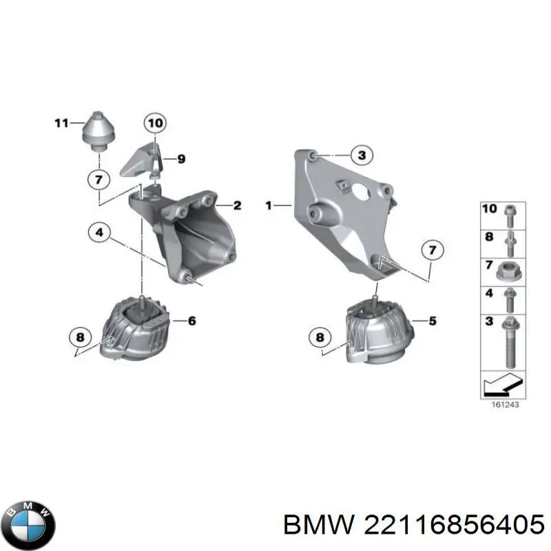 22116856405 BMW Poduszka (podpora) silnika lewa