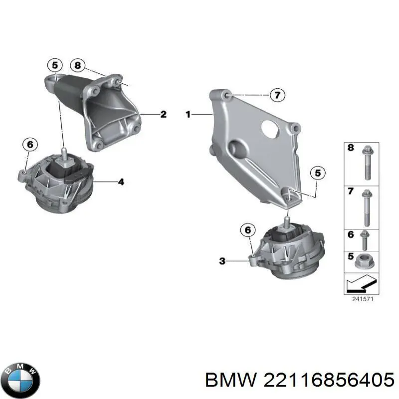 Poduszka (podpora) silnika lewa BMW 22116856405 cena, od 111,52 USD