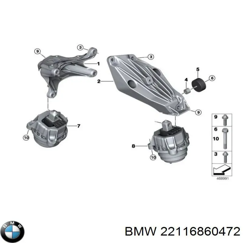 22116860472 BMW poduszka (podpora silnika prawa)