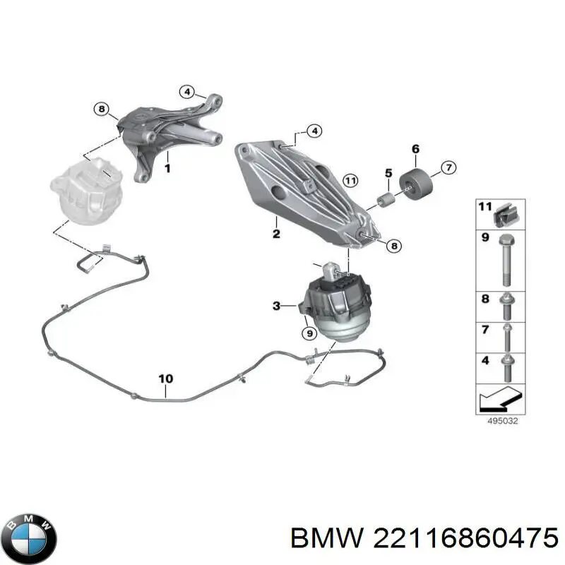 22116860475 BMW Poduszka (podpora) silnika lewa