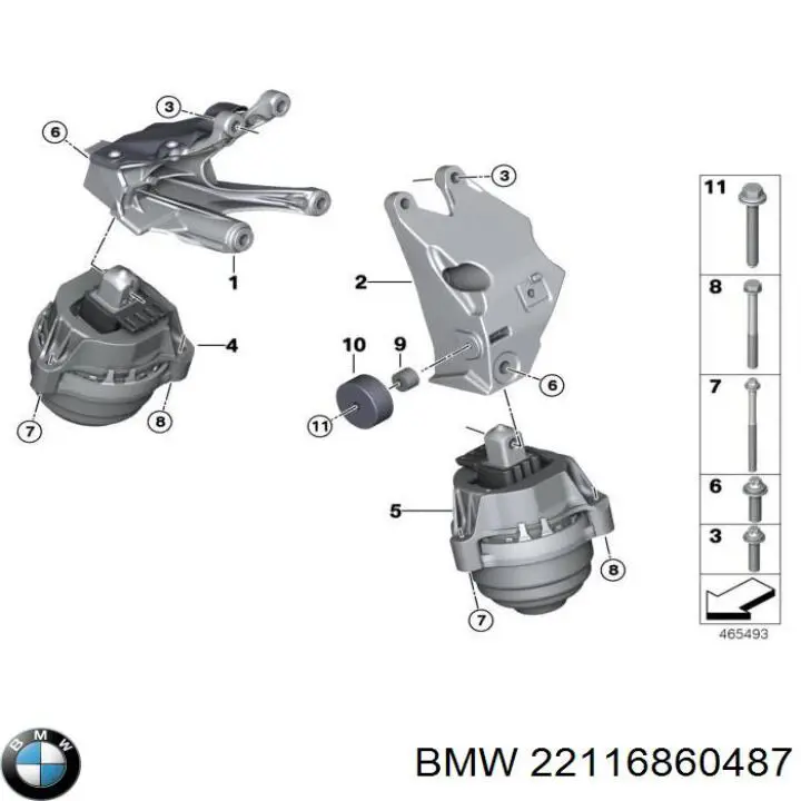 Poduszka (podpora) silnika lewa BMW 22116860487 cena, od 114,33 USD