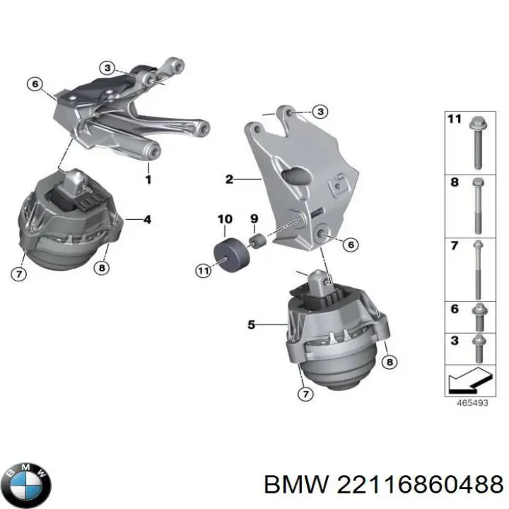 22116860488 BMW poduszka (podpora silnika prawa)