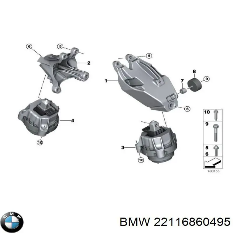 Poduszka (podpora) silnika lewa BMW 22116860495 cena, od 117,54 USD