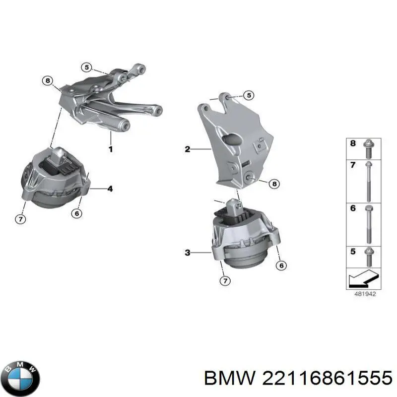 22116861555 BMW Wspornik lewej poduszki (podpory) silnika