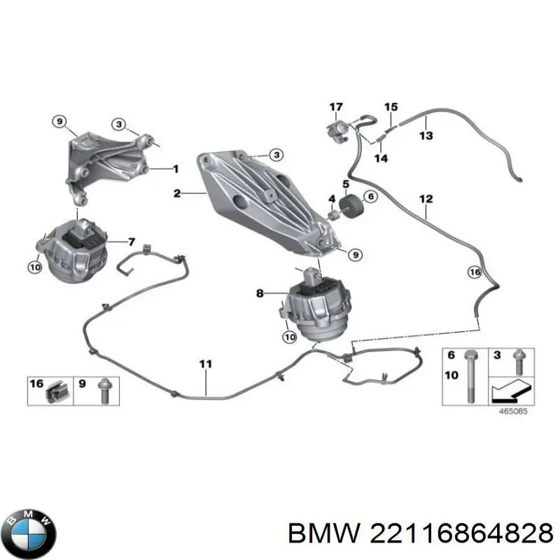 Poduszka (podpora) silnika prawa BMW 22116864828 cena, od 126,47 USD